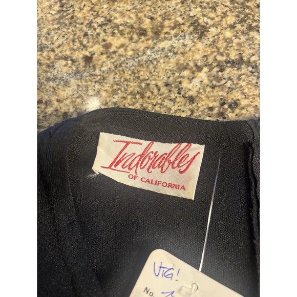 Vtg Indorables of California‎ Maxi Dress Sz XS Black Top Bright Floral Skirt 70s - Picture 5 of 6